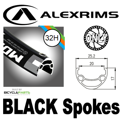Alex Rims WHEEL - 29ER ALEX MD19 32H P/j BLACK RIM, FRONT 20MM T/a (110MM OLD) 6 BOLT DISC SEALED NOVATEC BLACK HUB, MACH 1 BLACK SPOKES