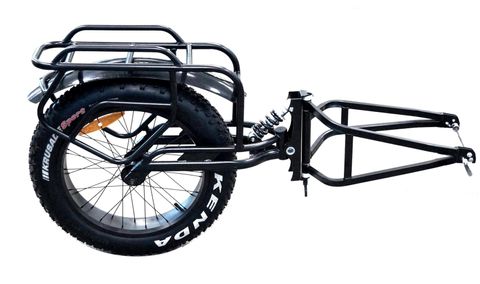 BICYCLE PARTS - 20 X 4 (FAT) SINGLE WHEEL CARGO TRAILER WITH SUSPENSION & PANNIER RACKS. STEEL FRAME.MAXIMUM LOAD: 45KG MAX SPEED LOADED: 40KPH