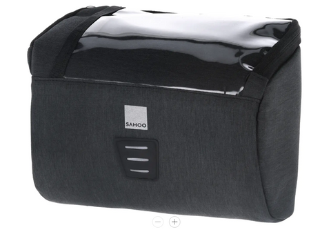 BICYCLE PARTS - SAHOO , HANDLEBAR BAG DELUX, 3L CAPACITY, PHONE/MAP DISPLAY, LIGHT LOOP