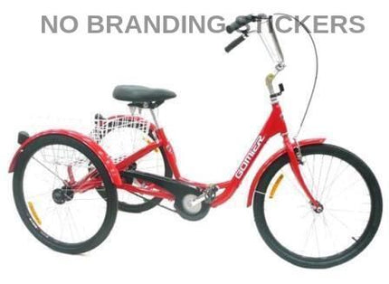BICYCLE PARTS - NO BRANDING STICKERS - TRIKE 24 3 SPEED (COASTER) NEXUS, 2500 SERIES (DESIGNED IN AUSTRALIA) BRIGHT RED