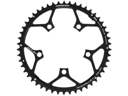 BICYCLE PARTS - CHAINRING - ROAD STRONGLIGHT , 50T, 7075 CNC BLACK CT2 CAMPAG - 110MM BCD, 5 HOLE FOR 11 SPD