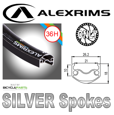 Alex Rims Alex Adventurer 2 26-inch Bicycle Wheel - Black Rim, Silver Spokes, Novatec Hub - Front Q/r, 6 Bolt Disc Compatible