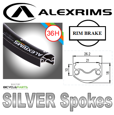 Alex Rims Alexrims 26-inch Bicycle Wheel Adventurer 2 Black Rim Joytech Hub Silver Spokes Front Wheel 3/8 Nutted For Cycling