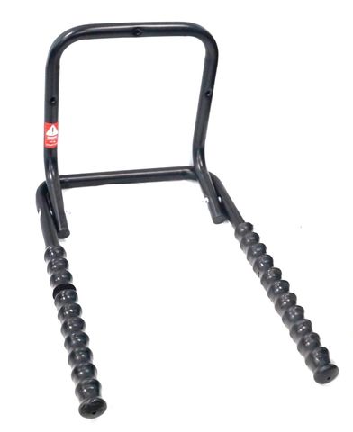 BICYCLE PARTS - STORAGE HANGER, 2 BIKES, NARROWER 450MM OD WIDTH, HEAVY DUTY, PLASTIC COATED BLACK ARMS, WALL MOUNTED, 'TOUR SERIES'