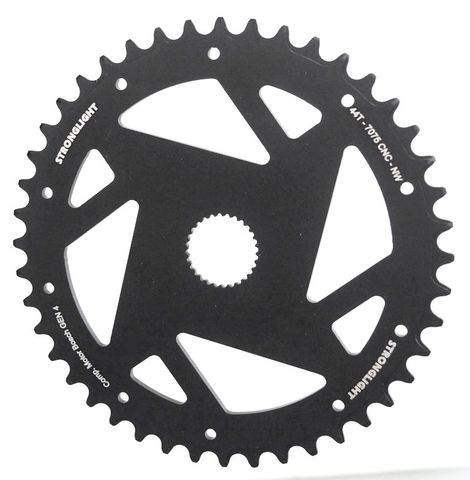 BICYCLE PARTS - CHAINRING - EBIKE STRONGLIGHT , 44T N/W DIRECT MOUNT BOSCH GEN 4 7075 - T6 CNC. BLACK (NARROW WIDE)