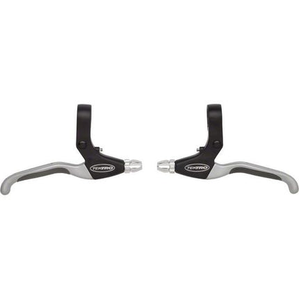 BICYCLE PARTS - TEKTRO BRAKE LEVERS, CL - 530TS 4 - FINGER BLACK WITH SILVER BLADE, FOR V - BRAKE ERGONOMIC LEVER (PAIR) QUALITY TEKTRO PRODUCT, FOR USE WITH TWIST SHIFTERS