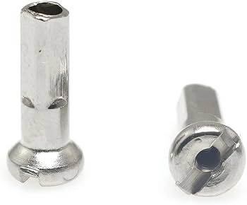 BICYCLE PARTS - NIPPLES PILLAR 12G BRASS, 13MM SILVER (INDIVIDUAL) (E - BIKE NIPPLE) (4.6MM SPOKE HOLE REQUIRED IN RIM)