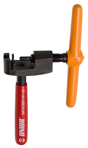 Unior Chain Tool 624901 For 5-11 Speed Chains, Screw Type Bicycle Maintenance Tool With Orange And Red Handles