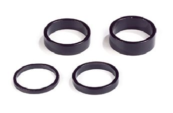 BICYCLE PARTS - SPACER SET, BLACK ALLOY, 1 1/8, 2, 5, 8 & 10MM