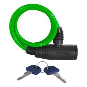 BICYCLE PARTS - LOCK - BUMPER CABLE LOCK, 600X6MM, 2 KEYS PROVIDED, GREEN - OXFORD PRODUCT