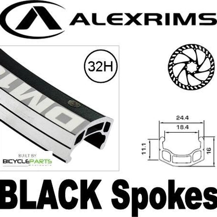 Alex Rims Alexrims 700C DM18 Double Wall Eyeletted Black Rim Front Disc Hub Wheelset For Road Bikes And Cyclocross - 32 Spoke Holes