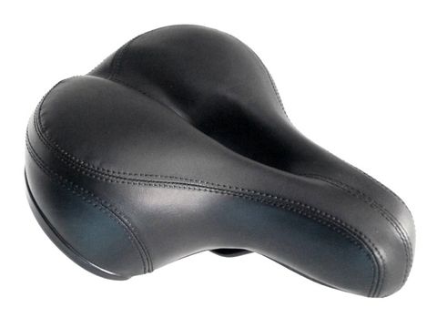BICYCLE PARTS - SADDLE, LADIES, ELASTOMER SPRING, , ANATOMICAL, 250 X 210MM BLACK (CLAMP INCLUDED)