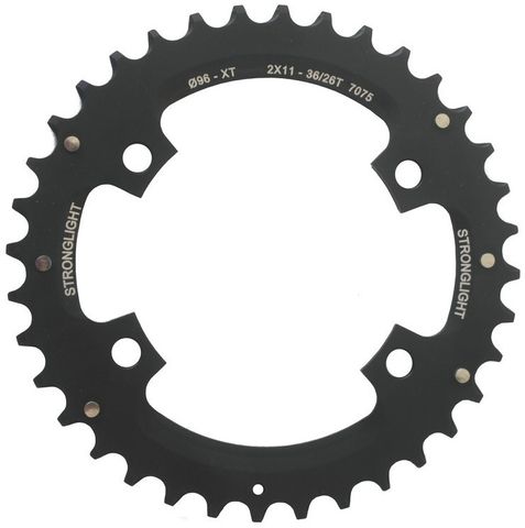 BICYCLE PARTS - CHAINRING - MTB STRONGLIGHT 36T - SHIMANO - 2X11, 7075 - T6 BLACK, 2X11 SPEED, 96 BCD, OUTER NOT THREADED, 36T, 4 ARMS, QUALITY STRONGLIGHT PRODUCT 272301