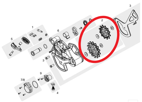 BICYCLE PARTS - TRP JOCKEY WHEEL REPLACEMENT KIT, FOR RD - M9050