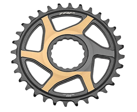 BICYCLE PARTS - TRP CHAINRING CR - M9050, 32T - 0MM OFFSET - CHAINRING CINCH INTERFACE, DUOTONE (SANDBLASTED BLACK / GOLD)