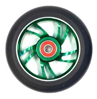 BICYCLE PARTS - SCOOTER WHEEL, ALLOY, 110MM INCL ABEC - 9 BEARING, GREEN CORE, SENSATIONAL