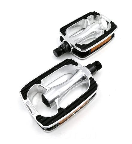 BICYCLE PARTS - PEDALS 1/2 CITY/COMFORT, ALLOY, SILVER/BLACK
