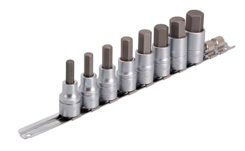 BICYCLE PARTS - UNIOR HEX DRIVER SOCKET SET WITH HX PROFILE 1/2 ON RAIL (8, 9, 10, 12, 14, 15, 17, 19MM) 629698 BICYCLE TOOL, 