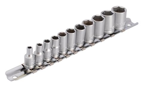 BICYCLE PARTS - UNIOR SOCKET SET 1/4 ON RAIL (4, 5, 6, 7, 8, 9, 10, 11, 12, 13, 14MM) 629699 BICYCLE TOOL, 