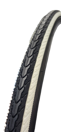 BICYCLE PARTS - TYRE 700 X 32C COMMUTER TREAD, (32 - 622) BLACK/WHITE TYRE