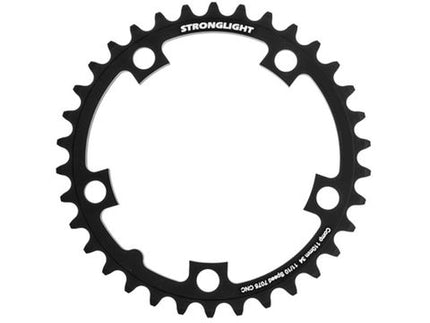 BICYCLE PARTS - CHAINRING - ROAD STRONGLIGHT , 34T, 7075 CNC BLACK - 110MM BCD, 5 HOLE FOR 10/11 SPD