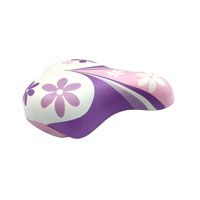 BICYCLE PARTS - SADDLE JUNIOR, 180MM X 145MM, WITH CLAMP, PINK/WHITE