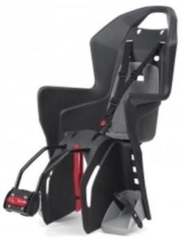 BICYCLE PARTS - BABY SEAT - POLISPORT KOOLAH, Q/R (FRAME MOUNT), SUITS 26 TO 29ERS WITH A 28MM TO 40MM OD SEAT TUBE, 22KG WEIGH LIMIT, 3 POINT SAFETY HARNESS, ADDITIONAL SECURITY BELT, DARK GREY/SILVER