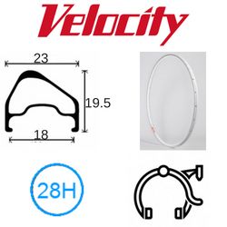 BICYCLE PARTS - RIM 700C X 18MM - VELOCITY A23 OC - 28H - (622 X 18) - PRESTA VALVE - RIM BRAKE - D/W - SILVER - MSW - OCR