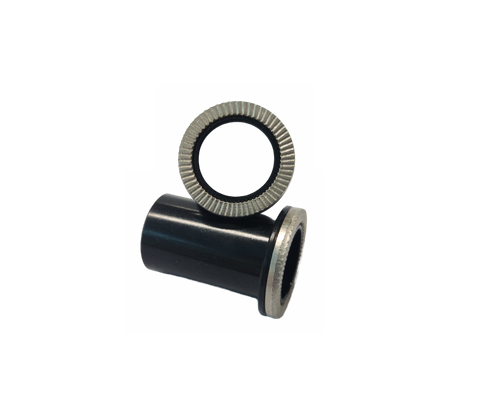 BICYCLE PARTS - HUB FITTINGS - 12MM END CAPS - SOLD AS SET (LEFT AND RIGHT), ANODIZED BLACK