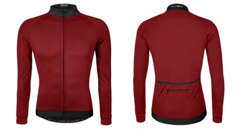 BICYCLE PARTS - RED THERMAL JERSEY - FUNKIER, PARMA - MENS, LONG SLEEVE THERMAL JERSEY, FULL ZIP, RED, XL