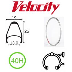 BICYCLE PARTS - RIM 700C X 14MM - VELOCITY DEEP V - 40H - (622 X 14) - PRESTA VALVE - RIM BRAKE - D/W - BRIGHT SILVER - MSW