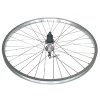 BICYCLE PARTS - WHEEL - 24 JETSET S/W SILVER RIM , JOYTECH 8/10 SPEED Q/R CASSETTE HUB , SILVER MACH 1 SPOKES. (MATCH 94012)