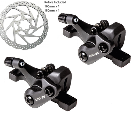 Clarks CNC Disc Brake Set With Sintered Pads - Front & Rear 180mm & 160mm Rotor, IS & PM Compatible, Quality Bicycle Components