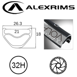 BICYCLE PARTS - RIM 27.5/650B X 21MM - ALEX VOLAR 2.1 - 32H - (584 X 21) - PRESTA VALVE - DISC BRAKE - D/W - BLACK - EYELETED - TUBELESS READY
