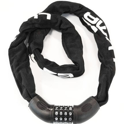 Luma Alpha 6 Match Chain Lock 6mm X 950mm Resettable Combination Security Lock Black White Text For Bikes And Motorcycles
