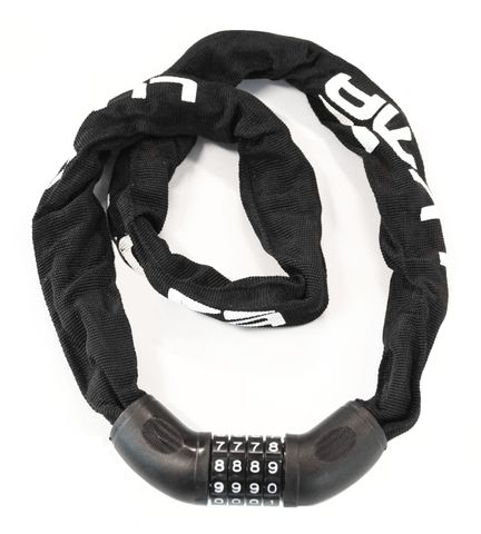 Luma Alpha 6 Match Chain Lock 6mm X 950mm Resettable Combination Security Lock Black White Text For Bikes And Motorcycles