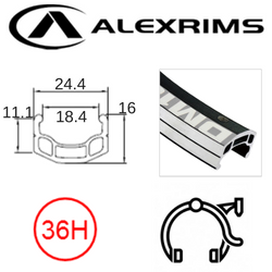 BICYCLE PARTS - RIM 700C X 18MM - ALEX DM18 - 36H - (622 X 18) - SCHRADER VALVE - RIM BRAKE - D/W - BLACK - EYELETED - MSW