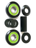 BICYCLE PARTS - BOTTOM BRACKET SET - FOR 19MM, AMERICAN TYPE, DOES NOT INCLUDE SPINDLE, WITH SEALED BEARINGS, SET OF 10 PIECES, BLACK