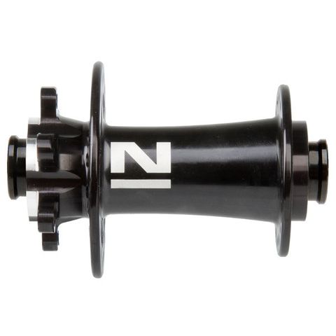 BICYCLE PARTS - HUB, FRONT. 6 BOLT DISC BLACK 2 SEALED BEARINGS, 32H, 15MM THROUGH, 100MM OLD, HUB, W/NOVATEC LOGO, W/O AXLE, WEIGHT: 155G