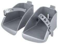 BICYCLE PARTS - FOOT REST - FOR KOOLAH BABY SEAT, SOLD AS PAIR LEFT & RIGHT, SILVER FOOTREST WITH SILVER STRAP