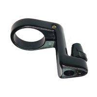BICYCLE PARTS - CABLE HANGER - WITH ADJUSTING SCREW. 28.6MM CLAMP, 34MM LONG LEG, BLACK (SOLD INDIVIDUALLY)
