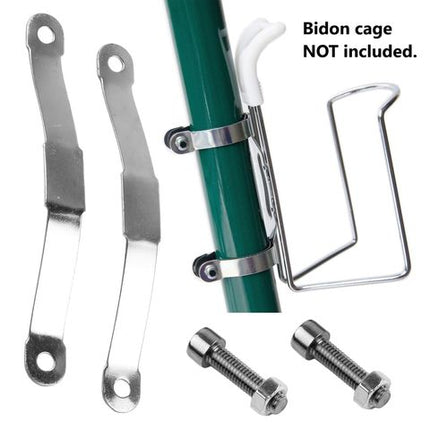 BICYCLE PARTS - CLAMP SET - FOR MOUNTING BIDON CAGE TO DOWN TUBE, 30MM DIAMETER, STEEL (BIDON CAGE NOT INCLUDED)