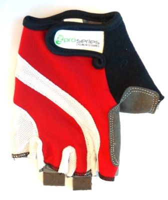 Pro Series Cycling Gloves Red White Stripes Gel Palm Amara Material Fingerless Medium For Men Women