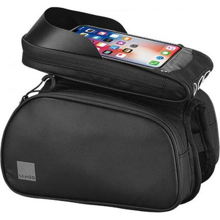 BICYCLE PARTS - SAHOO TOP BAR BAG WITH REMOVABLE PHONE HOLDER, TOP TUBE MOUNT, VELCRO ATTACH PHONE HOLDER