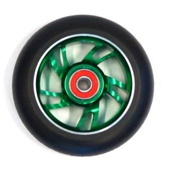 BICYCLE PARTS - SCOOTER WHEEL, ALLOY, 100MM INCL ABEC - 9 BEARING, GREEN CORE, SENSATIONAL