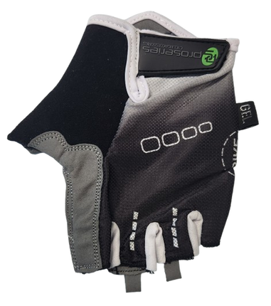 BICYCLE PARTS - BLACK WITH WHITE FADE GLOVES - PRO SERIES, AMARA PALM, LYCRA TOWEL GEL PADDING MEDIUM