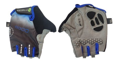 BICYCLE PARTS - BLACK WITH BLUE TRIM GLOVES - PRO SERIES, AMARA PALM, LYCRA TOWEL WITH GEL PADDING, LARGE