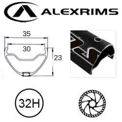 Alex Rims Alex Supra 35 29er 30mm Tubeless Ready Disc Brake Rim - Black, Welded Joint, Eyeleted, Presta Valve - 32H 622x30mm Bicycle Wheel Accessory