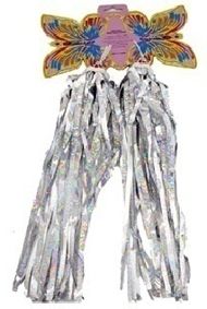 Bicycle Handlebar Streamers - Silver Laser Pattern Fringe - Kids Cycling Decor Accessories