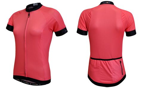 BICYCLE PARTS - PINK JERSEY - FUNKIER PARMA, SHORT SLEEVE FULL ZIP WOMENS SMALL